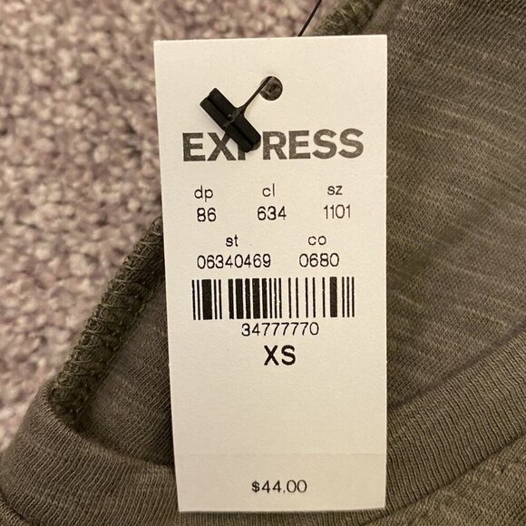 Express Womens Scoop Neck Padded Shoulder Sleeveless Tee Olive Green Size XS NWT - Picture 13 of 16